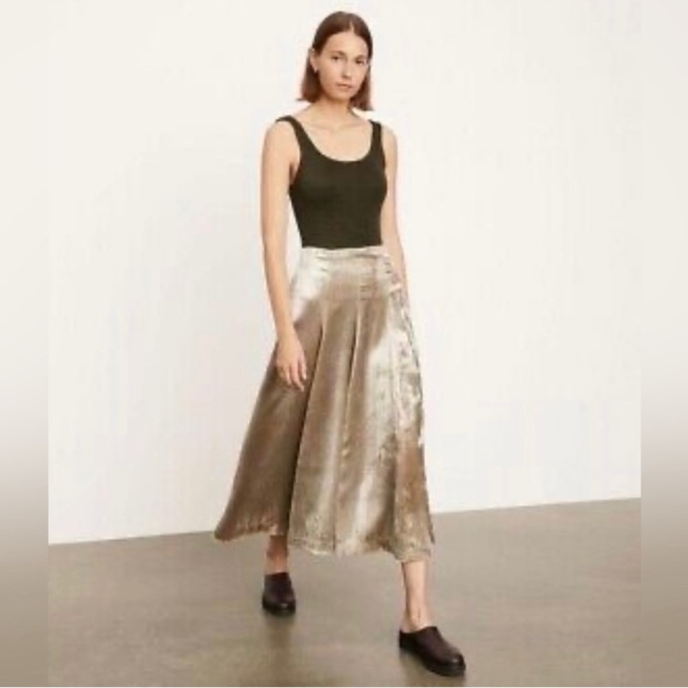 VINCE velvet purl edge paneled slip skirt in oak stone Size:6 STYLE V800430749 - Picture 3 of 16